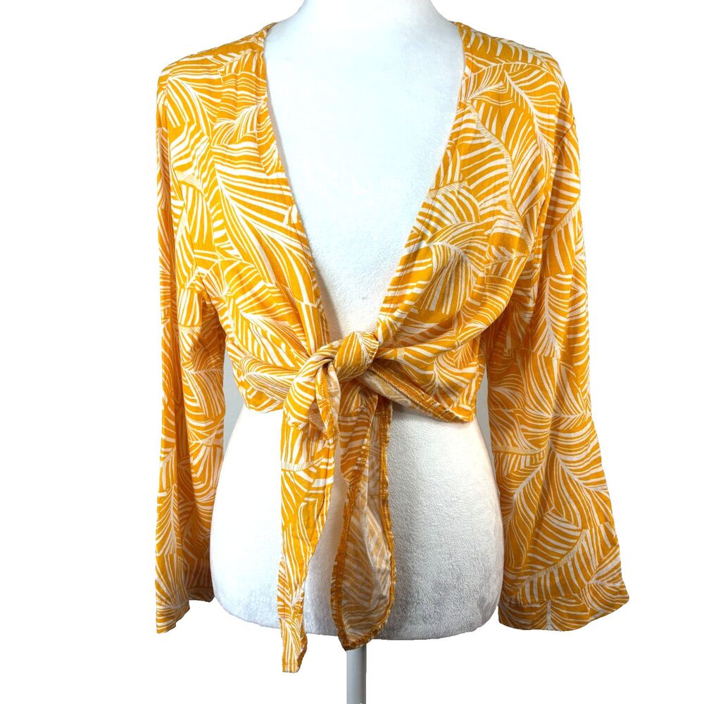Women's L Cover-up Top Linen Blend Tropical Vacation Beach Cruise Resort wear